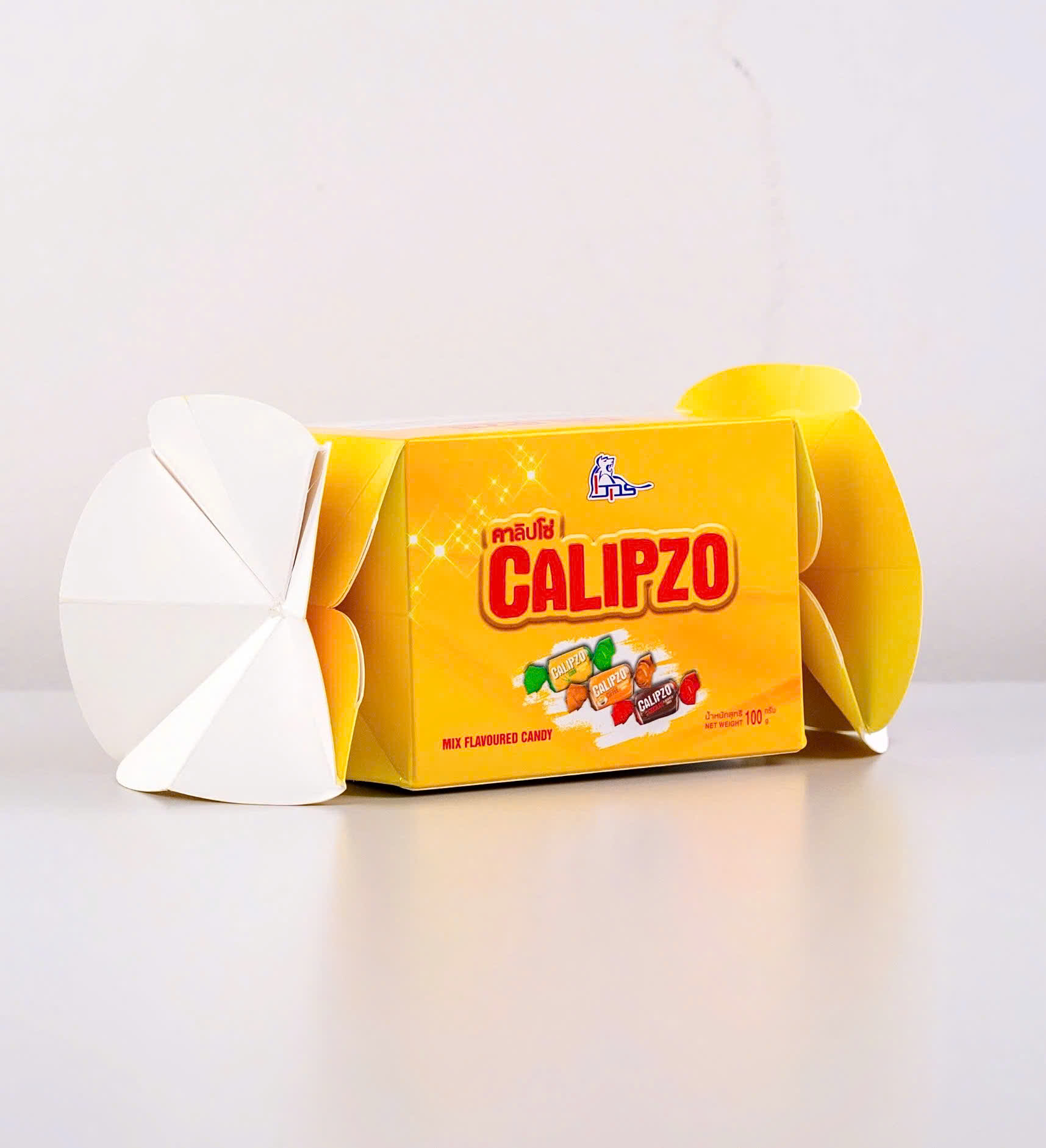 Kẹo hộp giấy Calipzo mix 100g hình xoắn cái kẹo - Màu Vàng